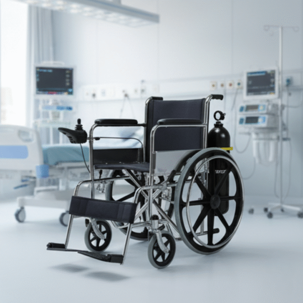 Folding Wheel Chair with Chrome-Plated Frame & Solid Mag Wheels – Balaji Enterprises