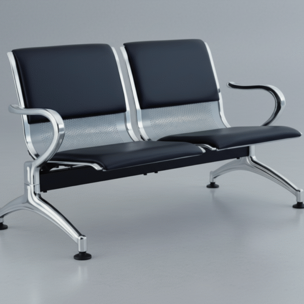 Regular Waiting Area Chair – 2-Seater with Blue Cushioned Seats