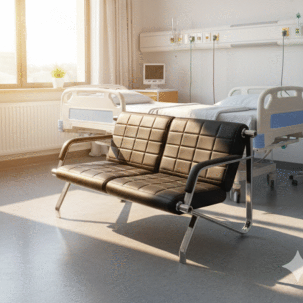 Modern Quilted Two-Seater Waiting Area Chair with Chrome Frame – Balaji Enterprises