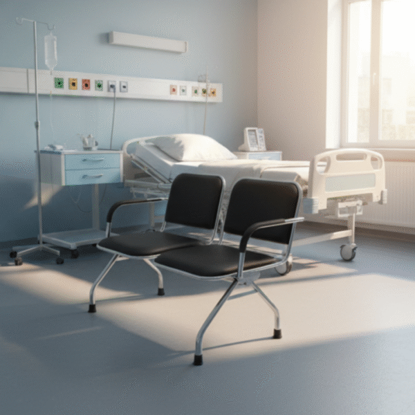 Hospital Two-Seater Waiting Chair with Chrome Frame & Cushioned Seat – Balaji Enterprises