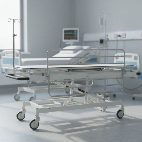 Emergency Recovery Trolley – Hydraulic Height Adjustable Stretcher with X-Ray Permeable Top | Balaji Enterprises