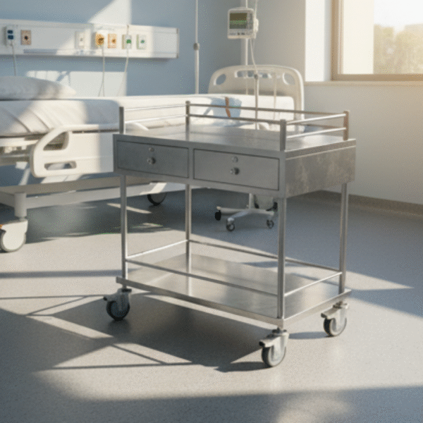 Ward Dressing Trolley (Deluxe) – Stainless Steel Hospital Utility Cart | Balaji Enterprises