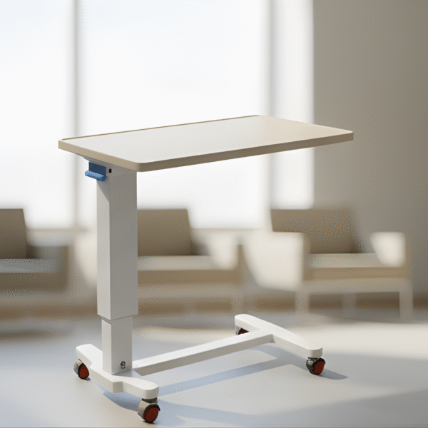 Over Bed Trolley / Adjustable Pneumatic Cardiac Table – ABS & Aluminium Alloy