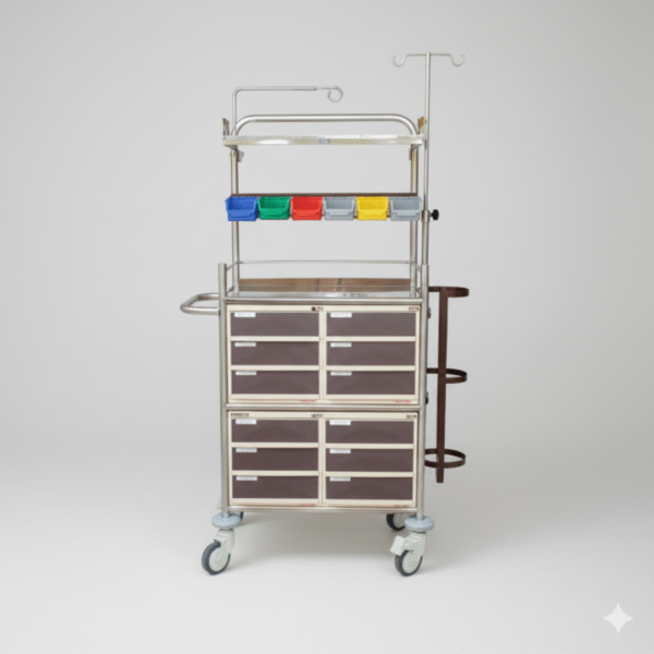 Crash Cart Jumbo – Stainless Steel Emergency Medical Trolley