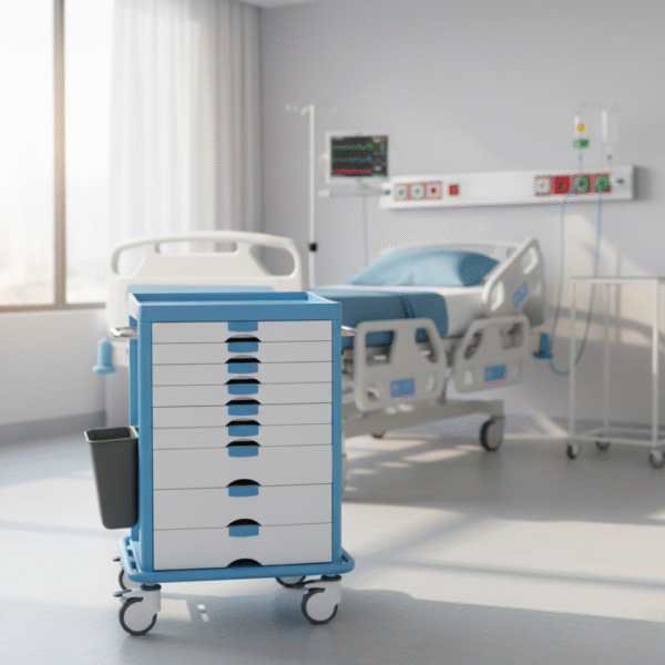 Luxury Medicine Trolley with Lockable Drawers & Braked Castors